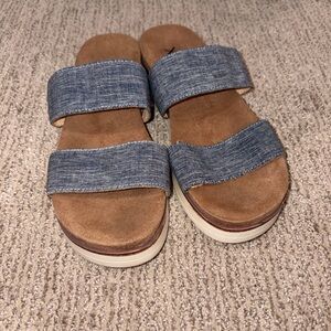 XOXO Denim and Brown Sandals